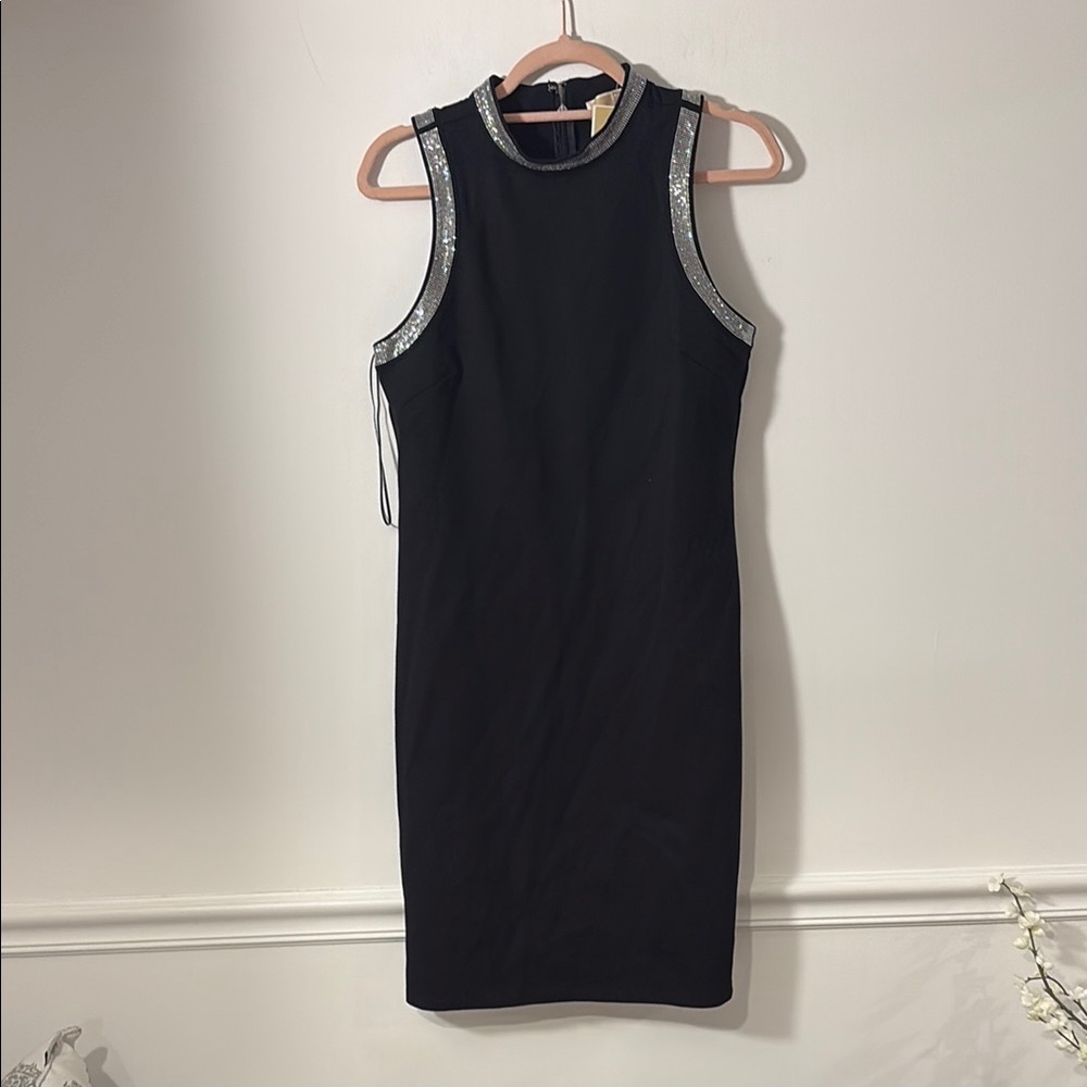 Michael Kors Black Silver Embellished Tank Dress